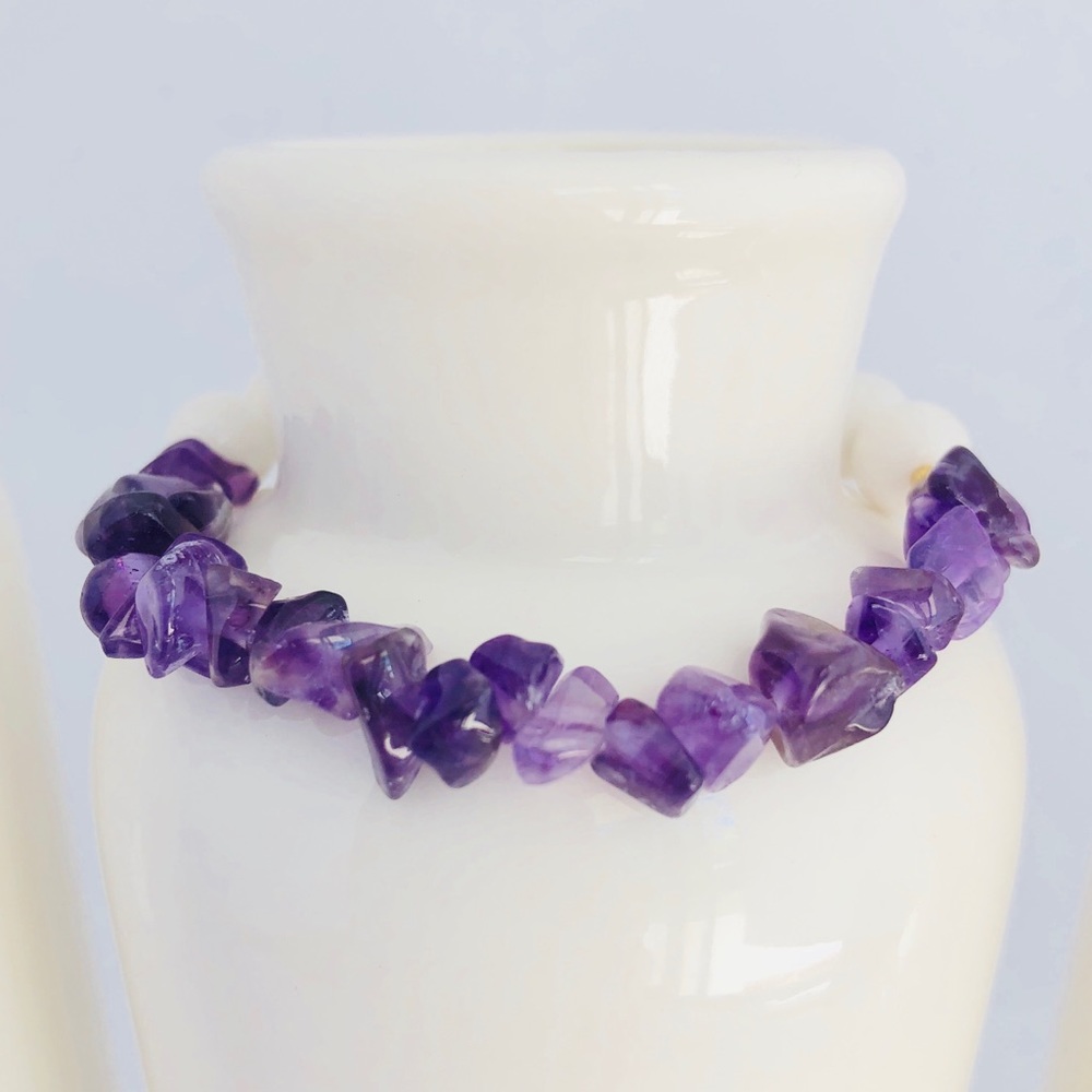 GEMSTONE Amethyst Chips White Jade Bracelet